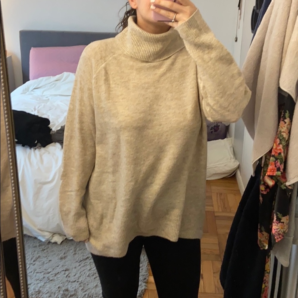 Beige turtleneck sweater